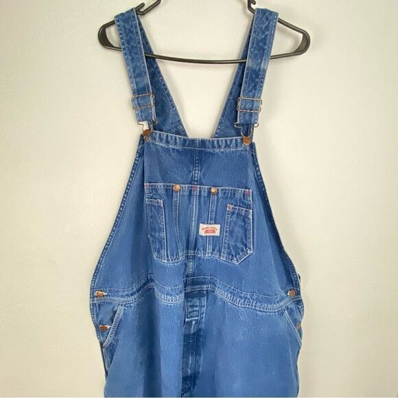 Round House Mens 50 Denim Bib Carpenter Overalls Unisex Vintage Work Granola - Picture 5 of 15